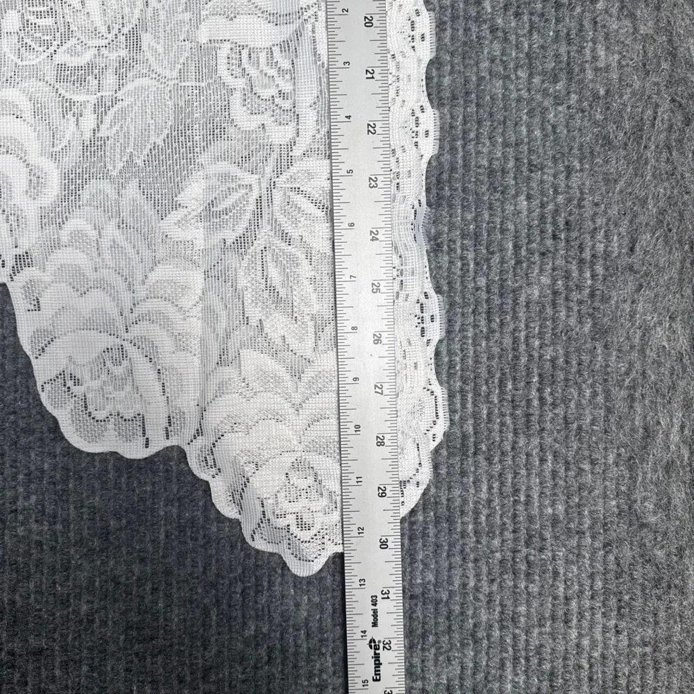 Vintage White Floral Rose Lace Curtain Valance Scalloped Cottagecore 70x30